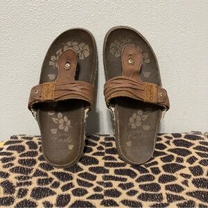 Cushe Manuka Strip Leather Outdoor Sandals Brown Casual Summer Womens 6